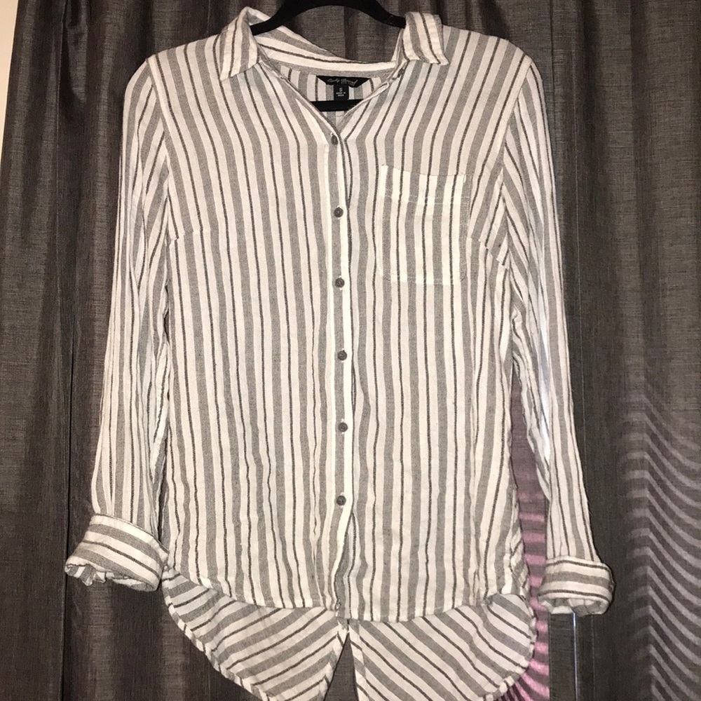 lucky brand striped button down long sleeve blouse